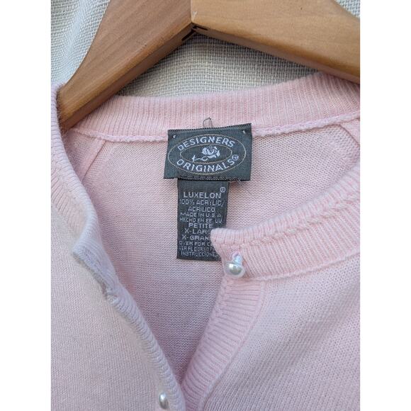 Designers Originals Women's Button Up Cardigan Sz PXL Petal Pink Pearl Button - Picture 6 of 6